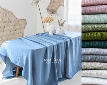 Natural Linen Tablecloth for Dining Table, Stonewashed Linen, Soft Draping Table Cover