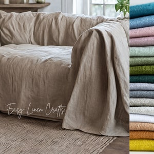 Linen Sofa Cover - Elegant Natural Linen Slipcover - Loose Couch Cover for Home Decor - Perfect Housewarming Gift - Custom Slipcover