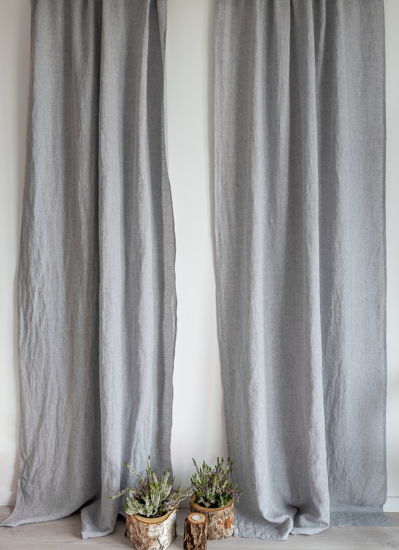 Linen Curtain Panel With Rod Pocket and Header Window Curtain Etsy