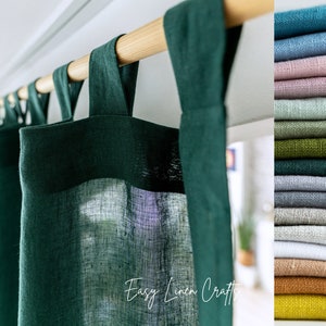 Linen Curtain Panel Tab Top - Semi Sheer Curtain - Extra Long Drape - Curtain for Bedroom or Living Room - Window Treatment - 1 Panel