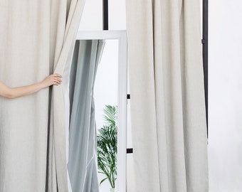 Blackout Linen Curtain - Linen Drape for Darkening Bedroom - Large Custom Curtain - Living Room Window Treatment - 1 Panel