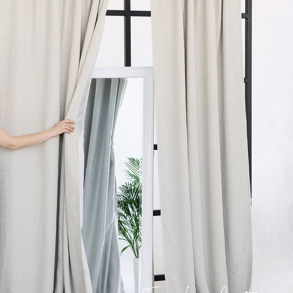 Blackout Linen Curtain - Linen Drape for Darkening Bedroom - Large Custom Curtain - Living Room Window Treatment - 1 Panel