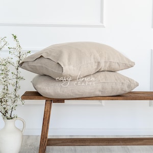 Linen Pillowcases Set of 2, Bed Pillow Covers with Envelope Closure, Sham Covers, Cushion Covers, Standard, Queen, King, Custom Pillowcases