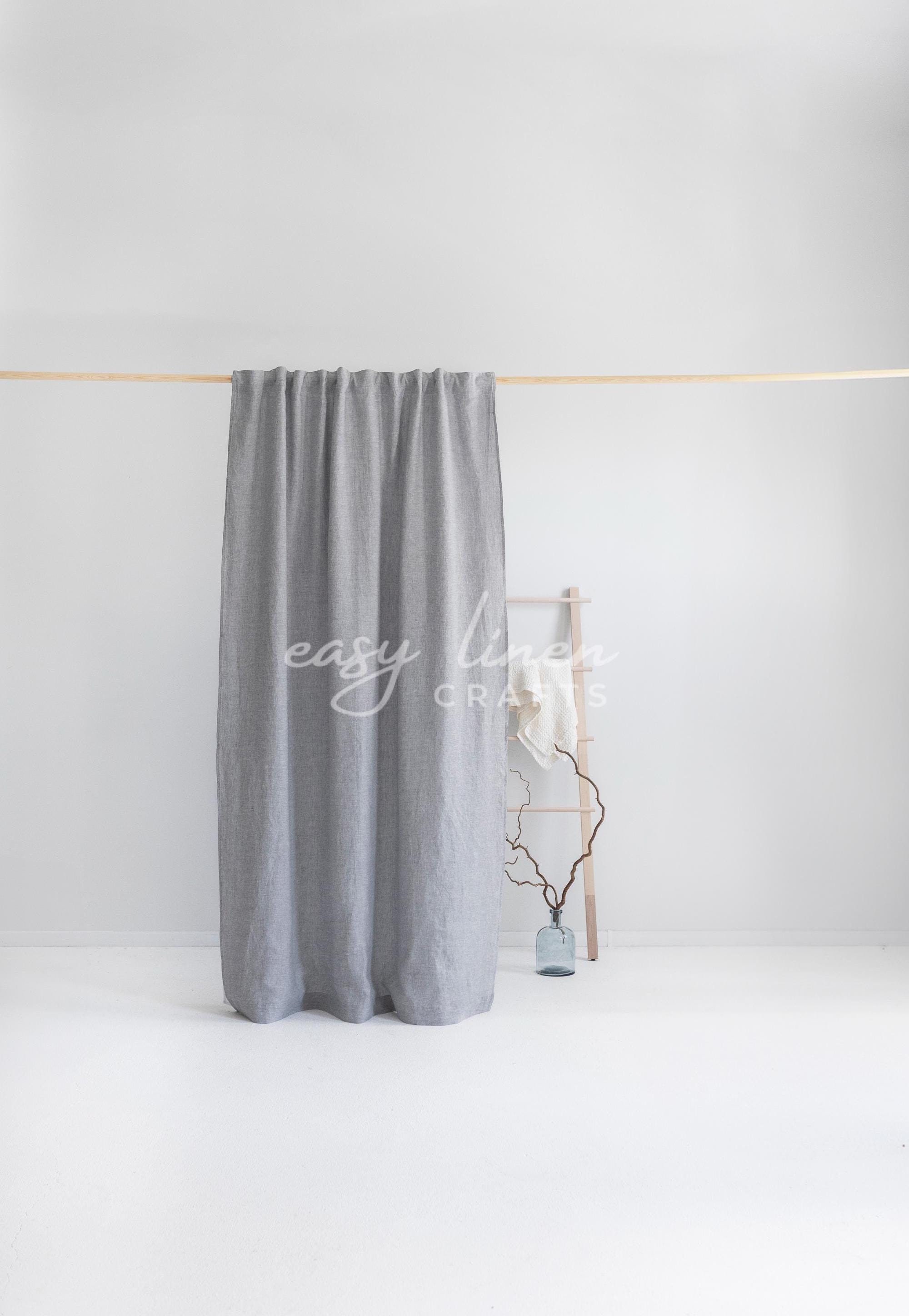 Waterproof linen shower curtain panel, wide linen shower drape with waterproof lining, linen douche curtain, custom clawfoot tub curtain