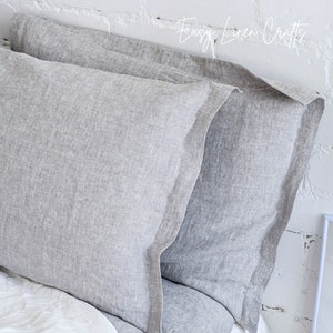 Pillow Sham Cover Oxford Style Linen Flanged Pillowcase Linen Throw Pillow Decorative Bed Pillow Cover Linen bedding image 6