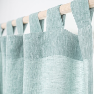 Linen Tab Top Curtain Panel - Natural Stonewashed Semi Sheer Drape for Living Room or Bedroom - Custom Curtains - Window Treatment - 1 Panel