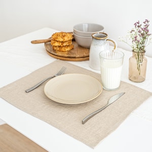 Set of Linen Placemats - Linen Table Mats Set - Custom Placemats - Natural Table Setting - Softened Fabric Place Mats - Softened Dining Mats