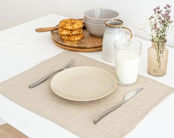 Set of Linen Placemats - Linen Table Mats Set - Custom Placemats - Natural Table Setting - Softened Fabric Place Mats - Softened Dining Mats