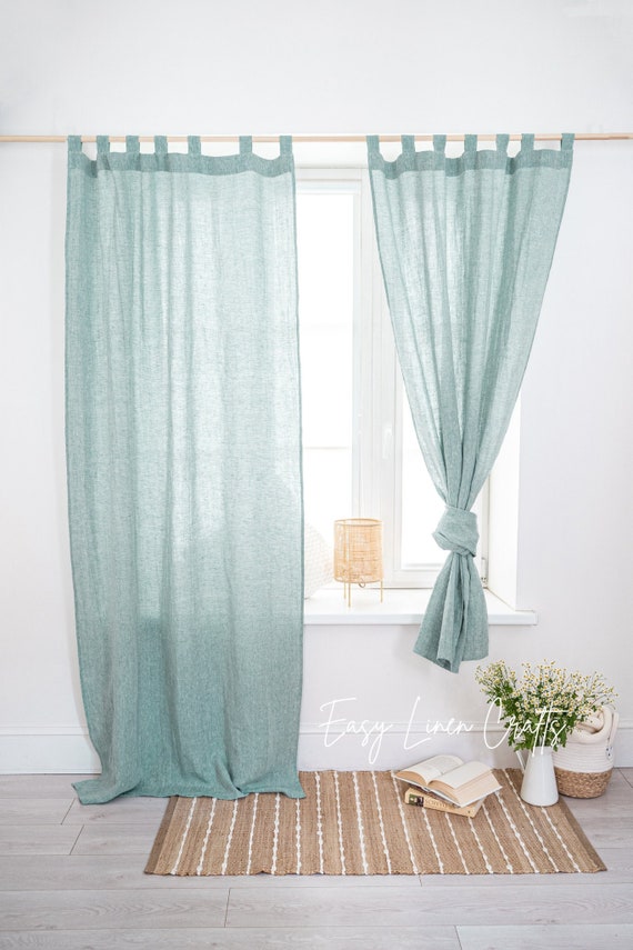 Tollpiz - Cortina De Lino Para Sala De Estar, Con Bolsillo Para Barra