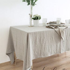 Large natural linen tablecloth. Rectangular, square, oval, round or custom linen table cloth. Wedding, thanksgiving, Christmas table cloth image 6