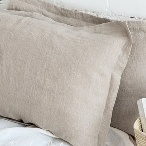 Pillow Sham Cover Oxford Style Linen Flanged Pillowcase Linen Throw Pillow Decorative Bed Pillow Cover Linen bedding image 3