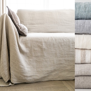 Linen sofa cover, loose couch slipcover, custom sofa slipcover, loveseat slip cover, sofa seat cover