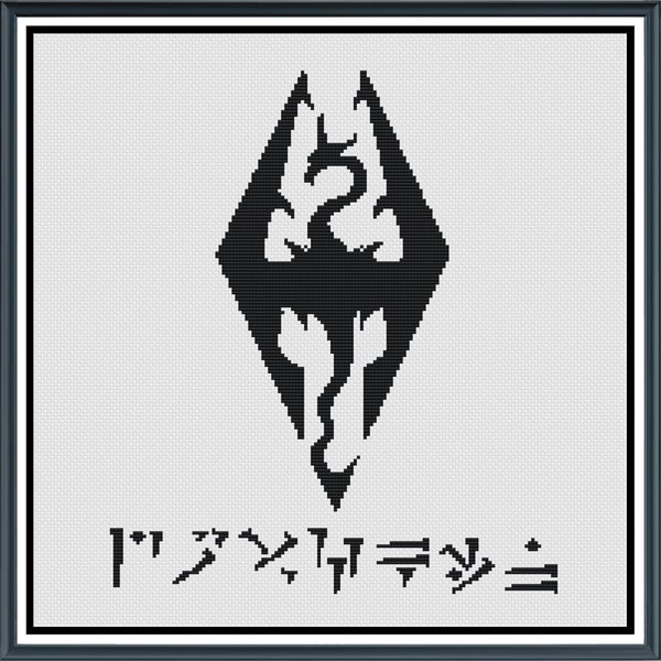 Skyrim Logo & Dovahkiin Text Cross Stitch Pattern PDF