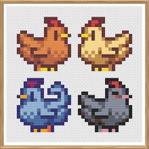 Stardew Valley Chickens Cross Stitch Pattern PDF