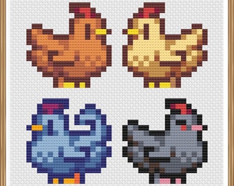 Stardew Valley kippen kruissteekpatroon PDF