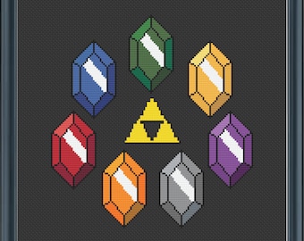 Legend of Zelda: Rupees & Triforce Cross Stitch Pattern PDF