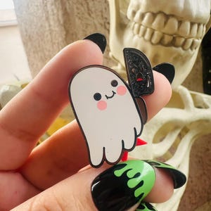 Ghost with Knife Enamel Pin