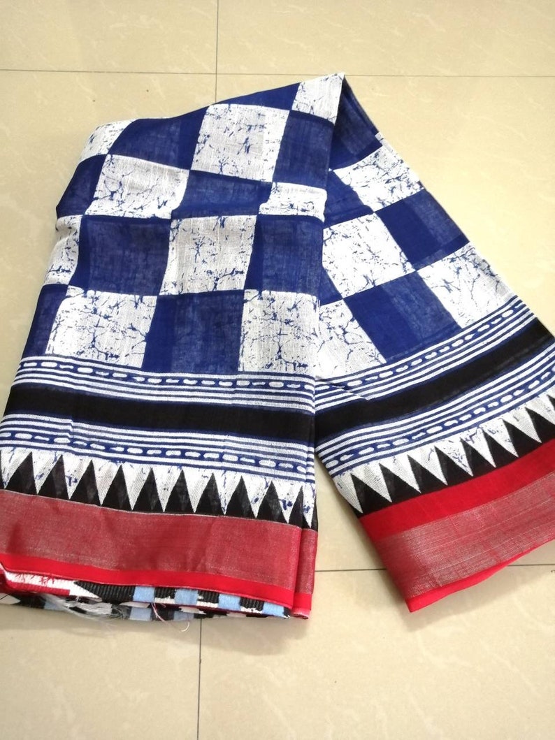 Linen Saree cotton linen saree linen Cotton saree Indian Saree. block print saree