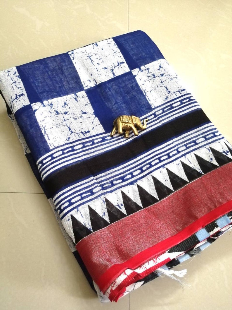Linen Saree cotton linen saree linen Cotton saree Indian Saree. block print saree