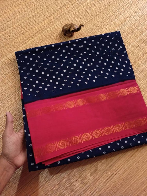 Madhurai Sungudi Cotton Saree Authentic Sungudi Saree Batik - Etsy Singapore