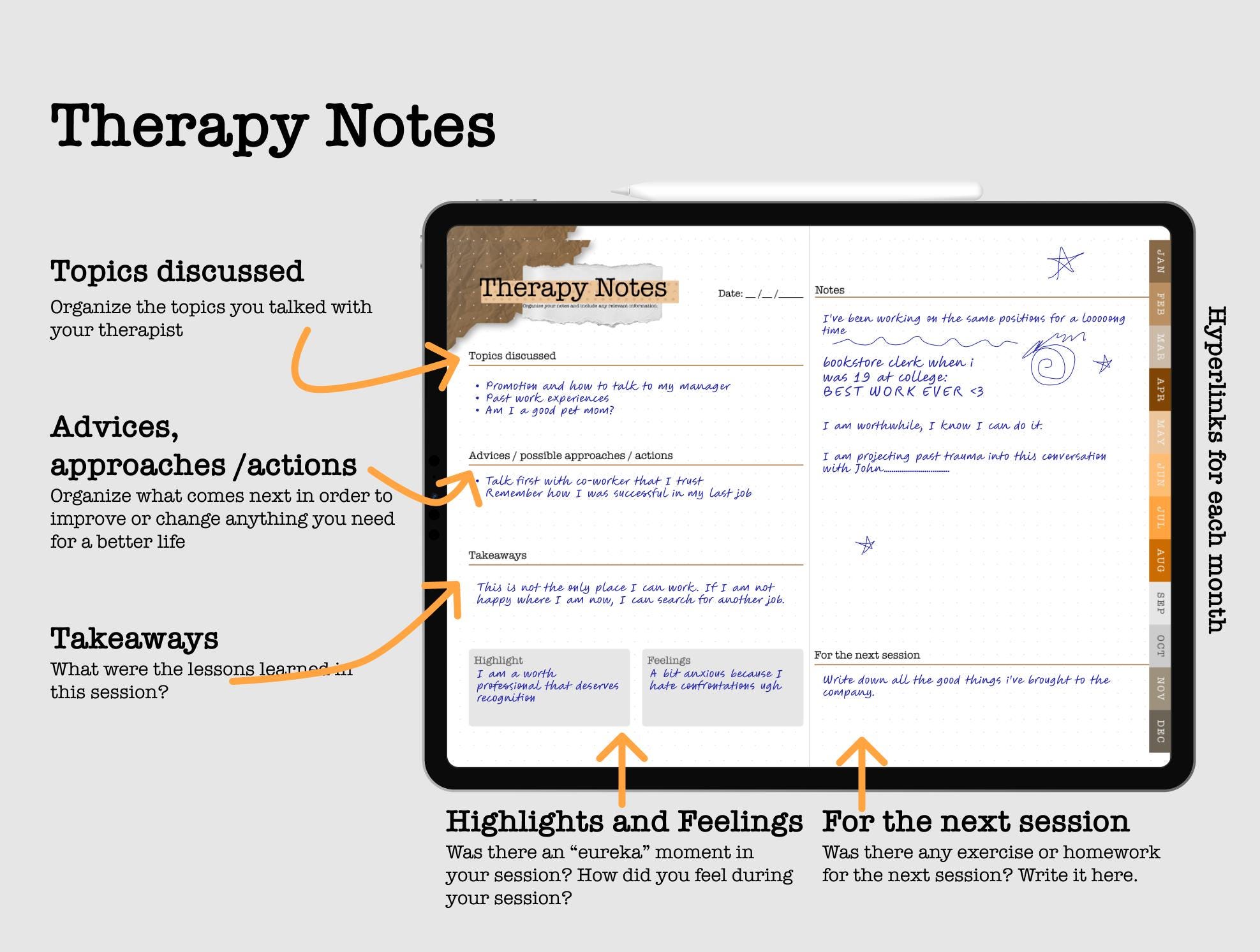 2025 Therapy Notes Organizer for Patients, Goodnotes Planner, Therapy ...
