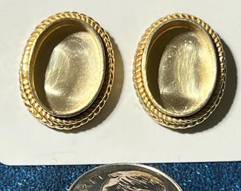 Gold Plated Oval Earring Bezel 14x10