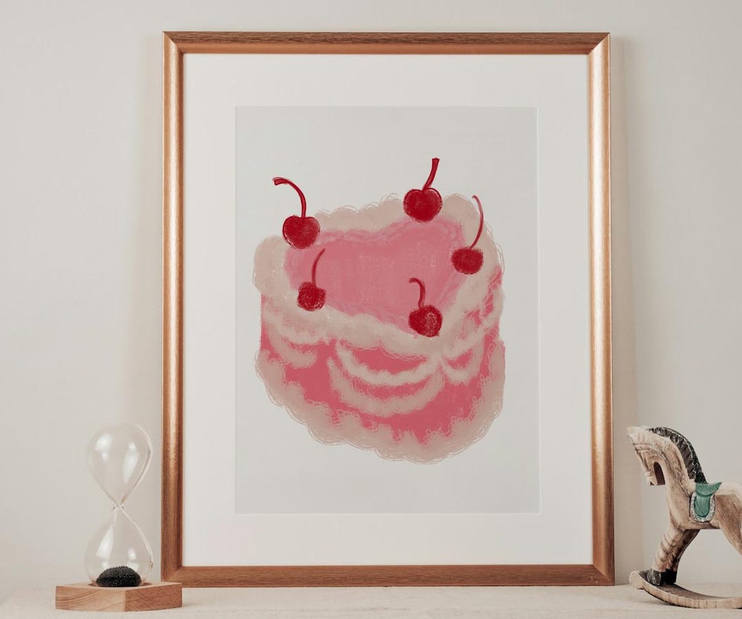 Pink Birthday Cake Art Print (digital Download) - Etsy
