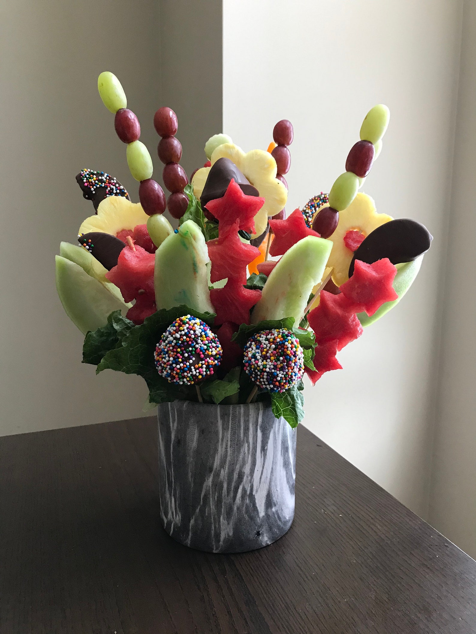 Fresh Fruit Arrangement Chocolate Dipped Fruits Fruit Etsy