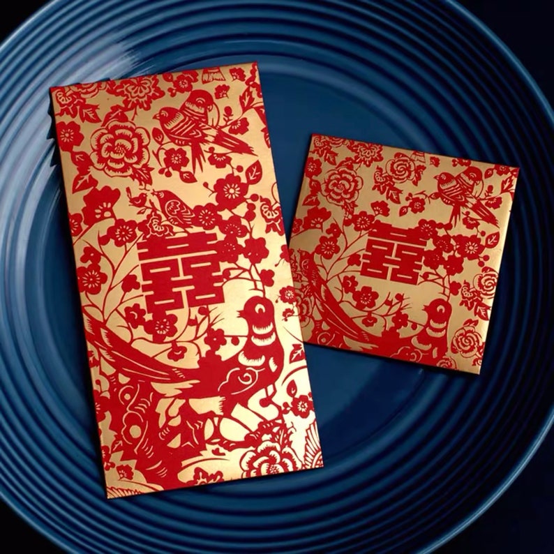 10 Chinese Wedding Red Envelopes Romantic Save The Date Etsy