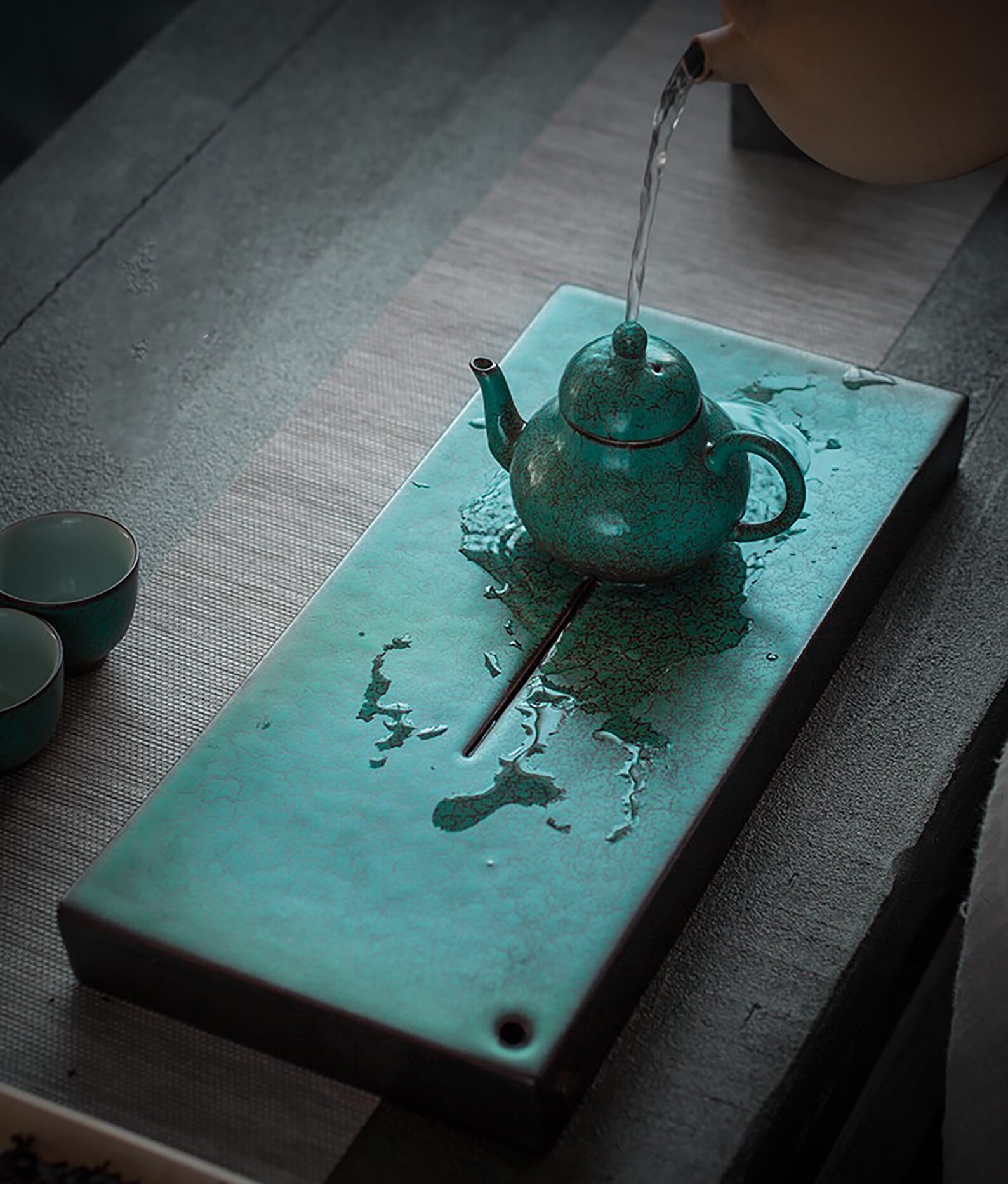 Jade Green Chinese Tea Tray Celadon Stone Tea Tray Portable Etsy