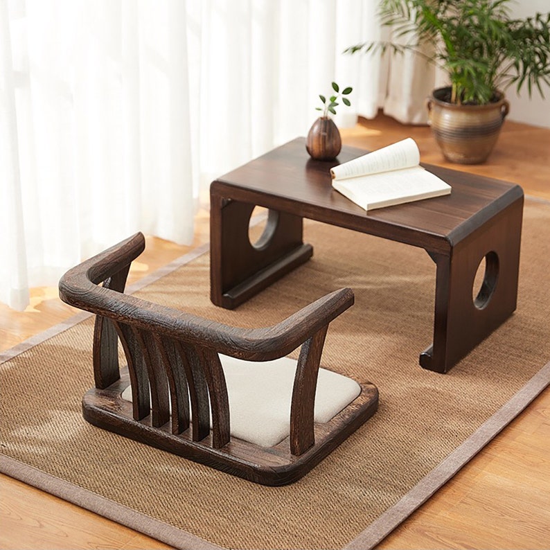 Japanese Zaisu Low Chair Minimalist Tea Table Floor Chair Etsy