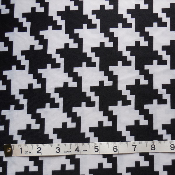 Black and White Big Print Houndstooth Knit Fabric by the Yard 60 inch wide