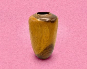 Vintage Hand-Turned Wood Vase, Mid-Century Minimalist Wooden Vessel, Sculptural Lathe-Turned Decor