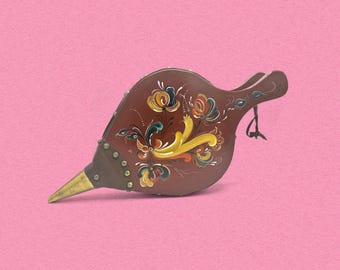 Vintage Norwegian Rosemaling Fireplace Bellows, Scandinavian Folk Art Hearth Blower