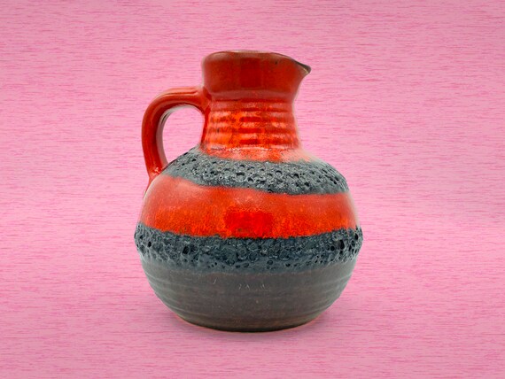 Vintage West German Pottery Vase by Bay Keramik Orange & - Etsy