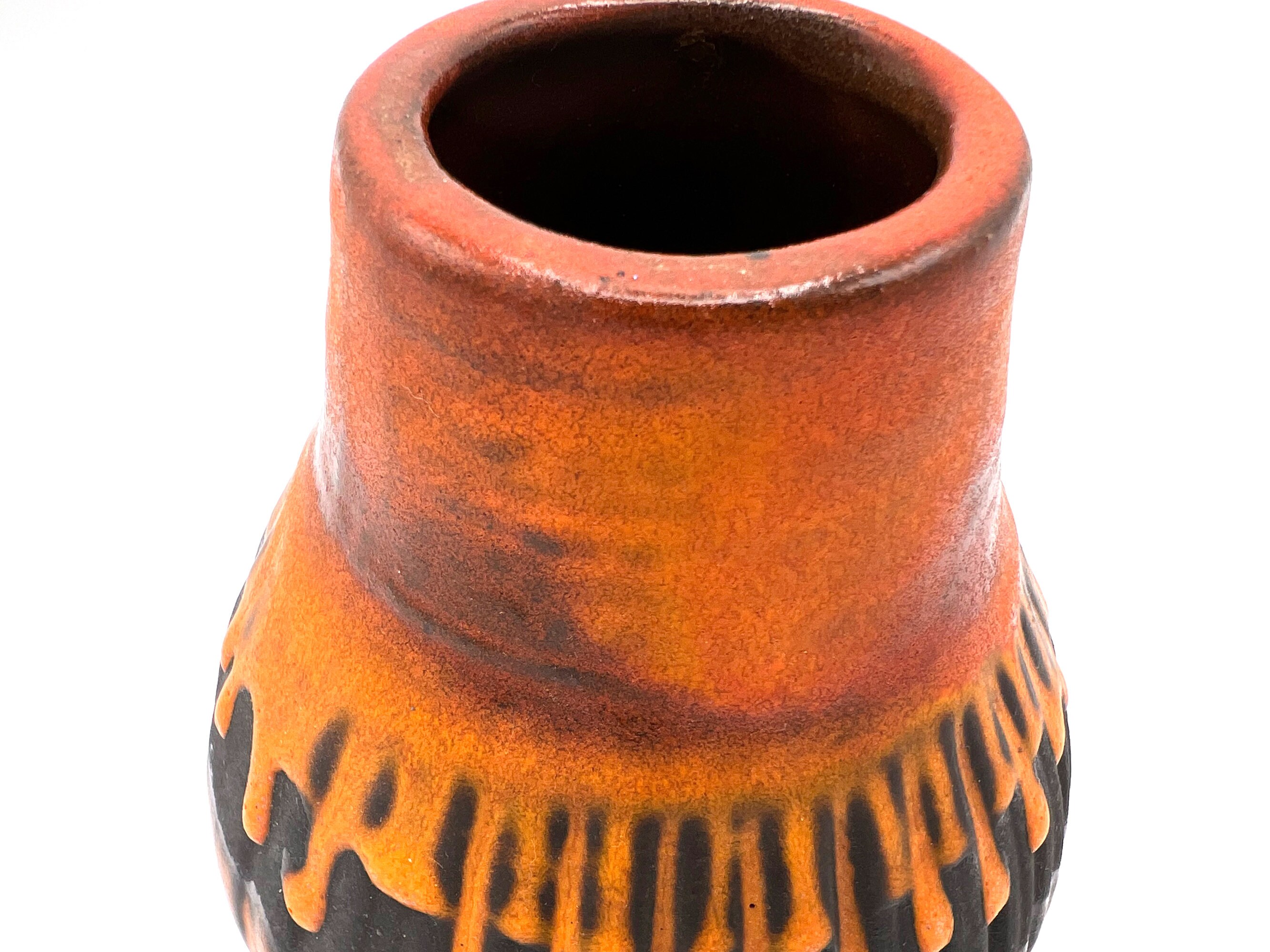 Vintage 1970s West German Fat Lava Pottery Vase by Carstens