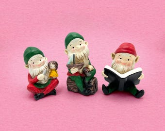 Vintage Homco Christmas Elf Figurines Set of 3, Whimsical Taiwan Ceramic Pixies