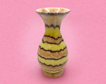 Vintage Bay Keramik 534-25 Ceramic Vase, West Germany Fat Lava, Yellow Orange Brown Art Pottery