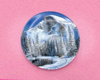 Vintage "Blue Snow at Half Dome" Yosemite Collector Plate | Jean Sias | W.S. George Fine China | Winter Landscape
