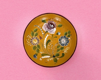 Vintage Hand-Painted Norwegian Rosemaling Wooden Catchall Dish, Scandinavian Folk Art Trinket Bowl