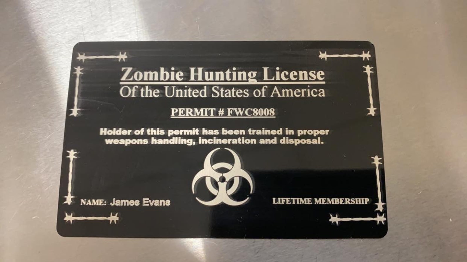 Personalized laser cut zombie hunting license | Etsy
