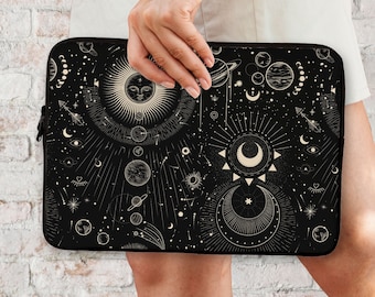 Sun And Moon Bag Case ASUS Sleeve Soft Zip Bag Planets MacBook Bag Travel Laptop Bag 15 inch Protective Case 13 inch Laptop Sleeve DS0409