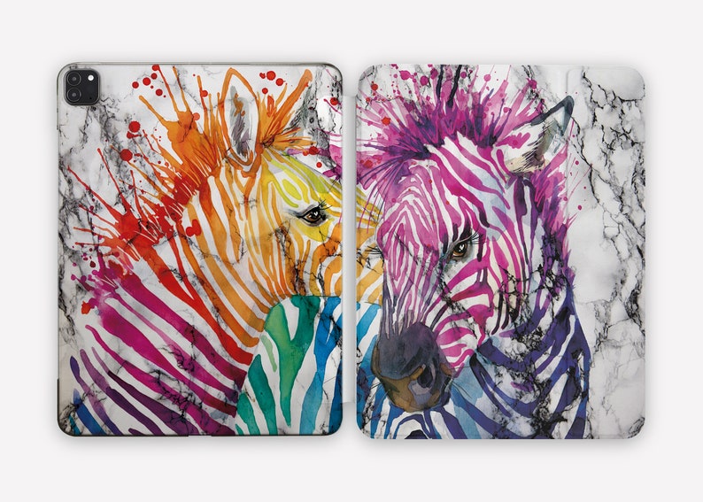 Colorful Zebra iPad Air 2020 4 Generation White Marble iPad Smart Cover for iPad 10.2 2020 8 gen Hard Back Shell iPad Air 3 2019 Case DS0371