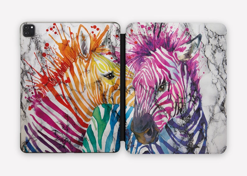 Colorful Zebra iPad Air 2020 4 Generation White Marble iPad Smart Cover for iPad 10.2 2020 8 gen Hard Back Shell iPad Air 3 2019 Case DS0371
