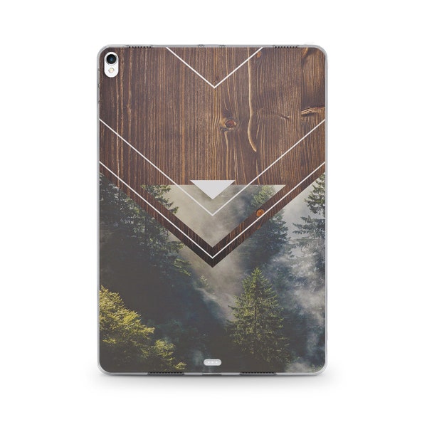 Wood iPad Pro 12.9 2021 Case iPad 10.2 2021 Case Geometry Art iPad Mini 6 Case iPad Pro 11.4 2020 Case Foggy Forest iPad 9 Gen Case DS0245