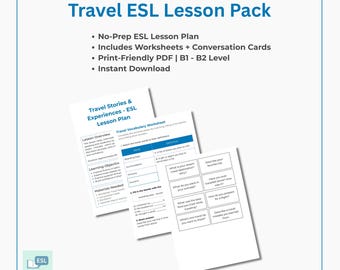 Plan de clase de ESL para viajes / Hojas de trabajo imprimibles y tarjetas de conversación / Recursos TEFL EFL B1 B2