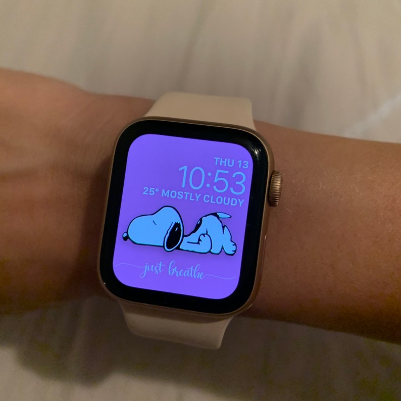 JUST BREATHE Peanuts Snoopy Apple Watch Wallpaper suitable Etsy