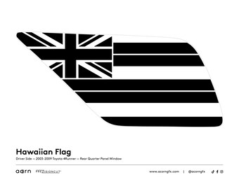 Hawaiian Flag PrezisionCut® 2003-2009 Toyota 4Runner Vinyl Window Decal — Precise Fit — No Trimming Required