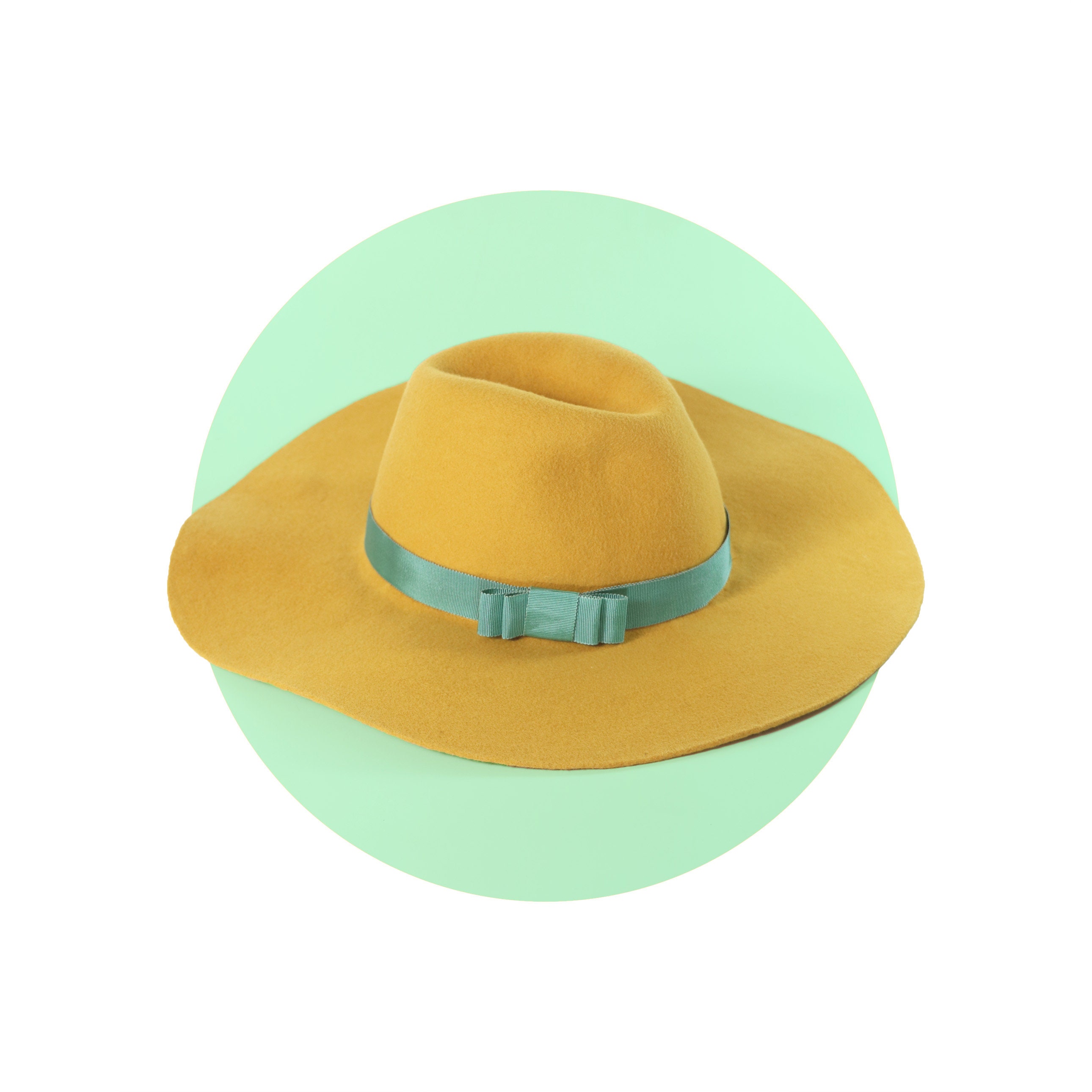 Mustard Wide Brim Fedora With 