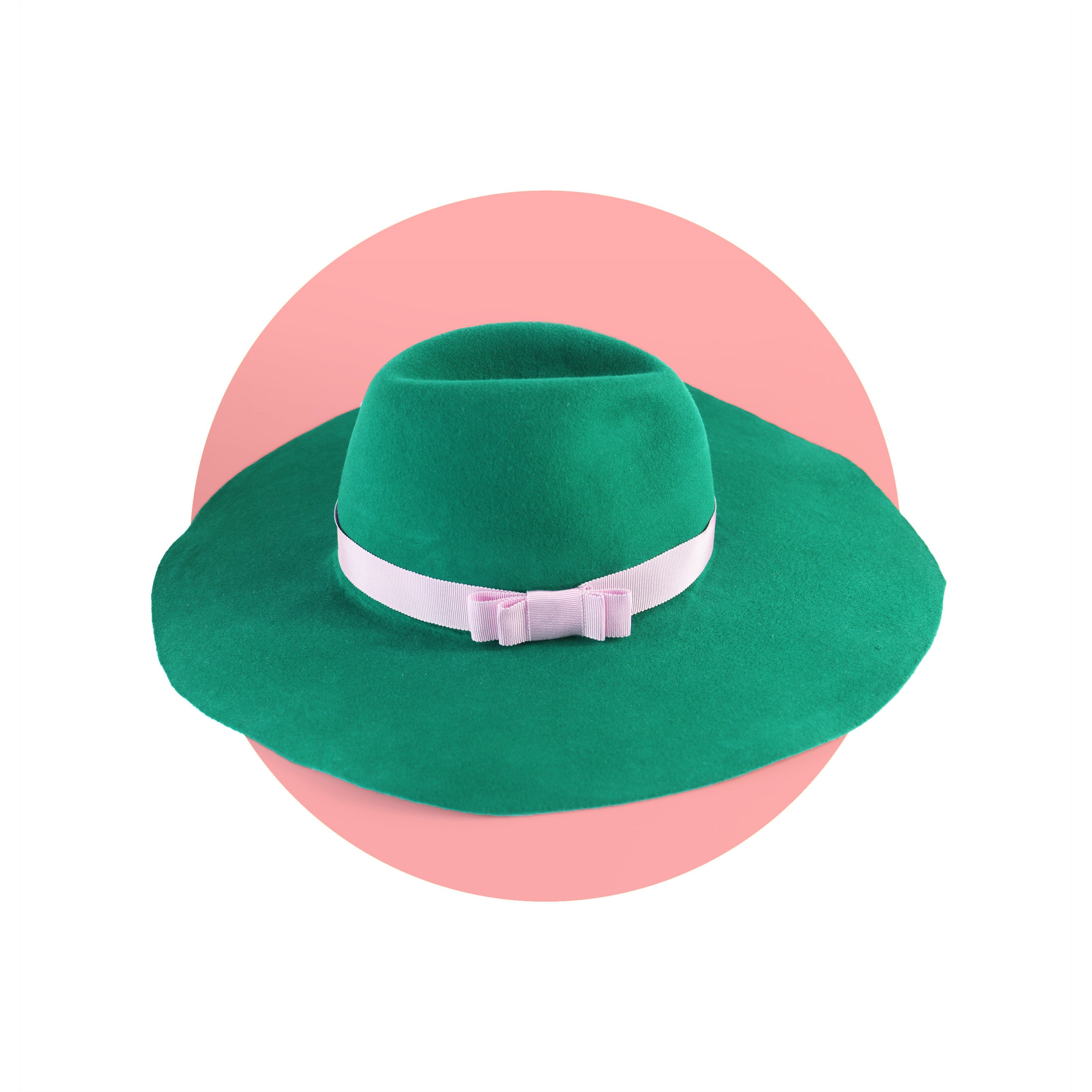 Emerald Green Wide Brim Fedora With 